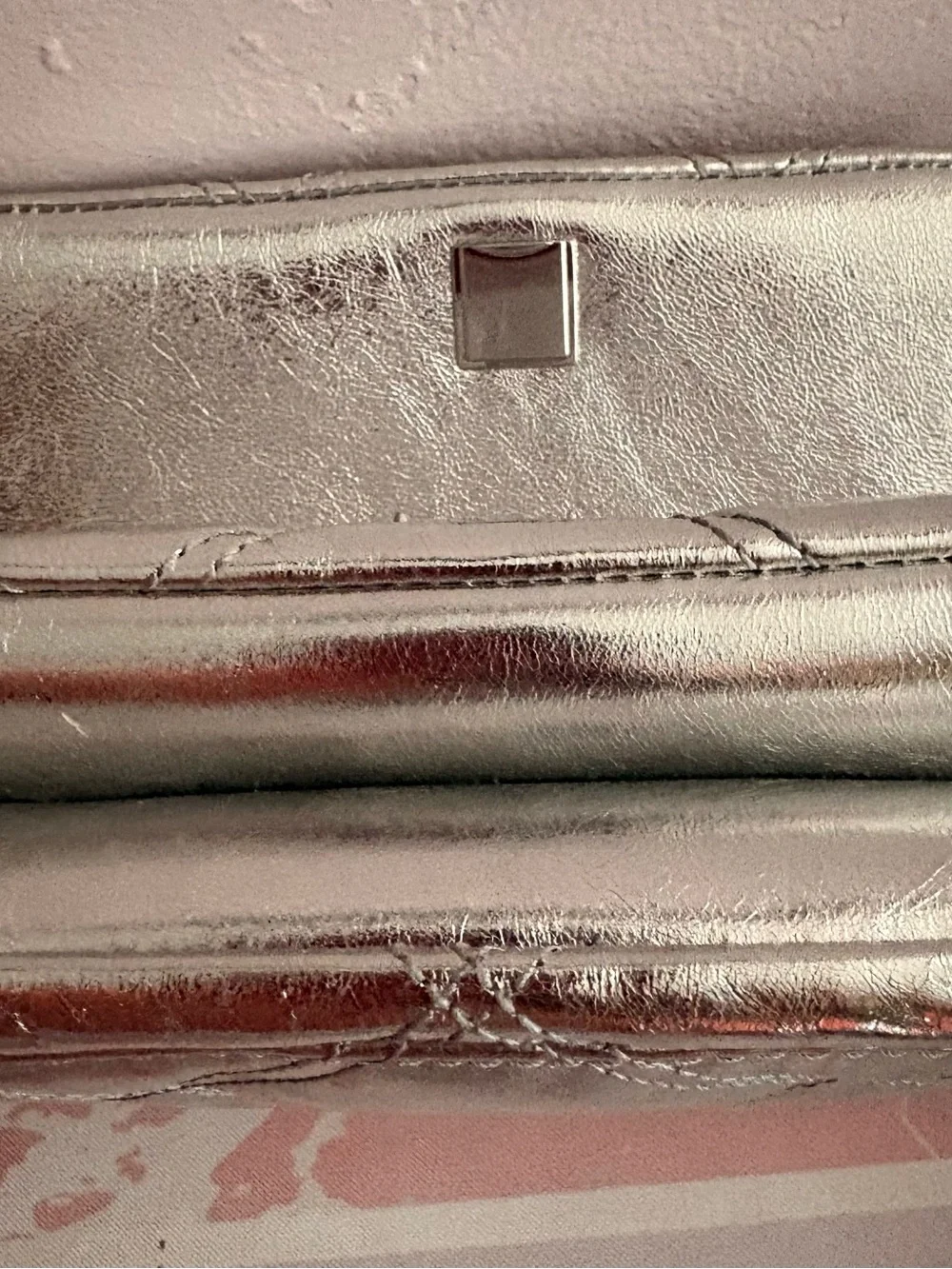 Tory Burch Metallic Silver Quilted Wristlet Clutch